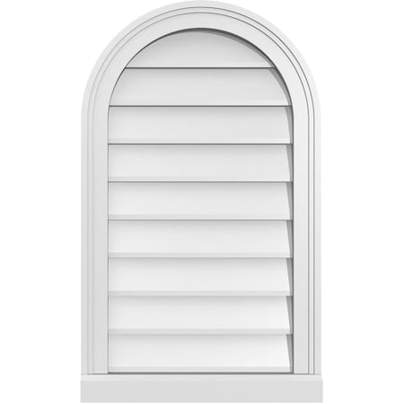 Ekena Millwork Round Top Surface Mount PVC Gable Vent w/ 2"W x 2"P Brickmould Sill Frame, 18"W x 30"H GVPRT18X3003SN